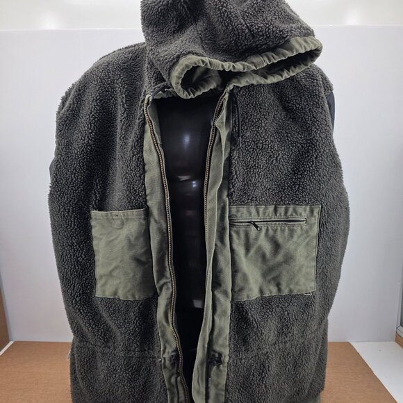Carhartt Jacket C95 ARG Green Sherpa Lined Coat Duck Canvas Work Chore 2 XL - Picture 10 of 12